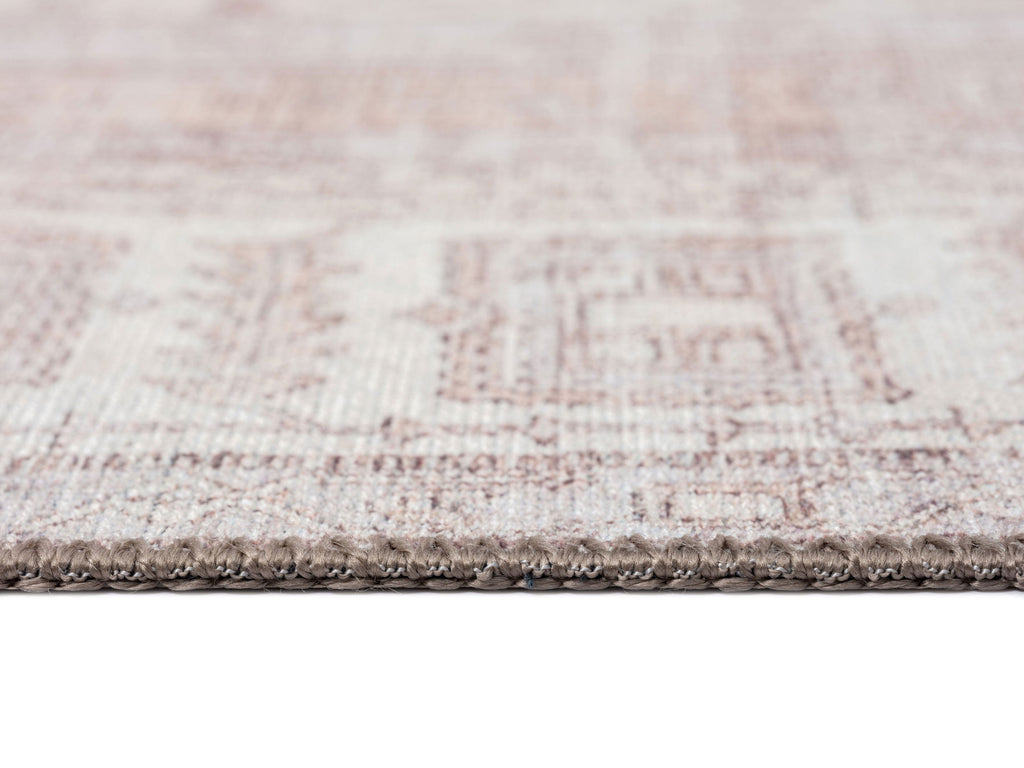 Aneesa Beige and Cream Traditional Distressed Washable Rug