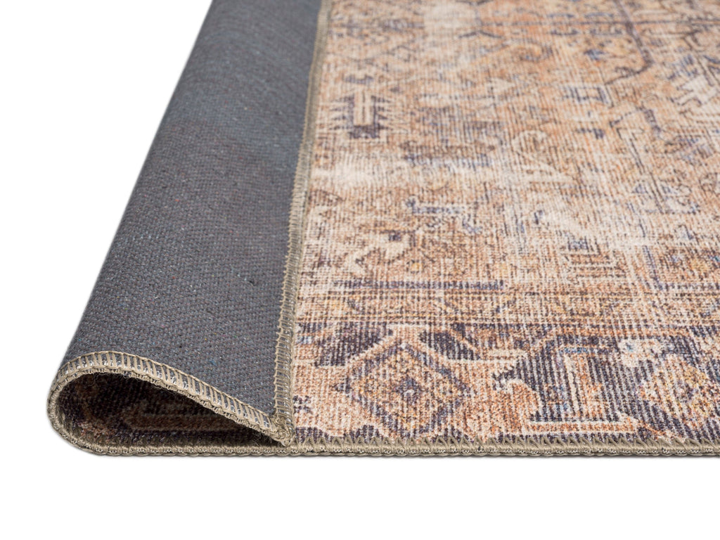 Anyel Brown and Blue Traditional Distressed Washable Rug*NO RETURNS UNLESS FAULTY