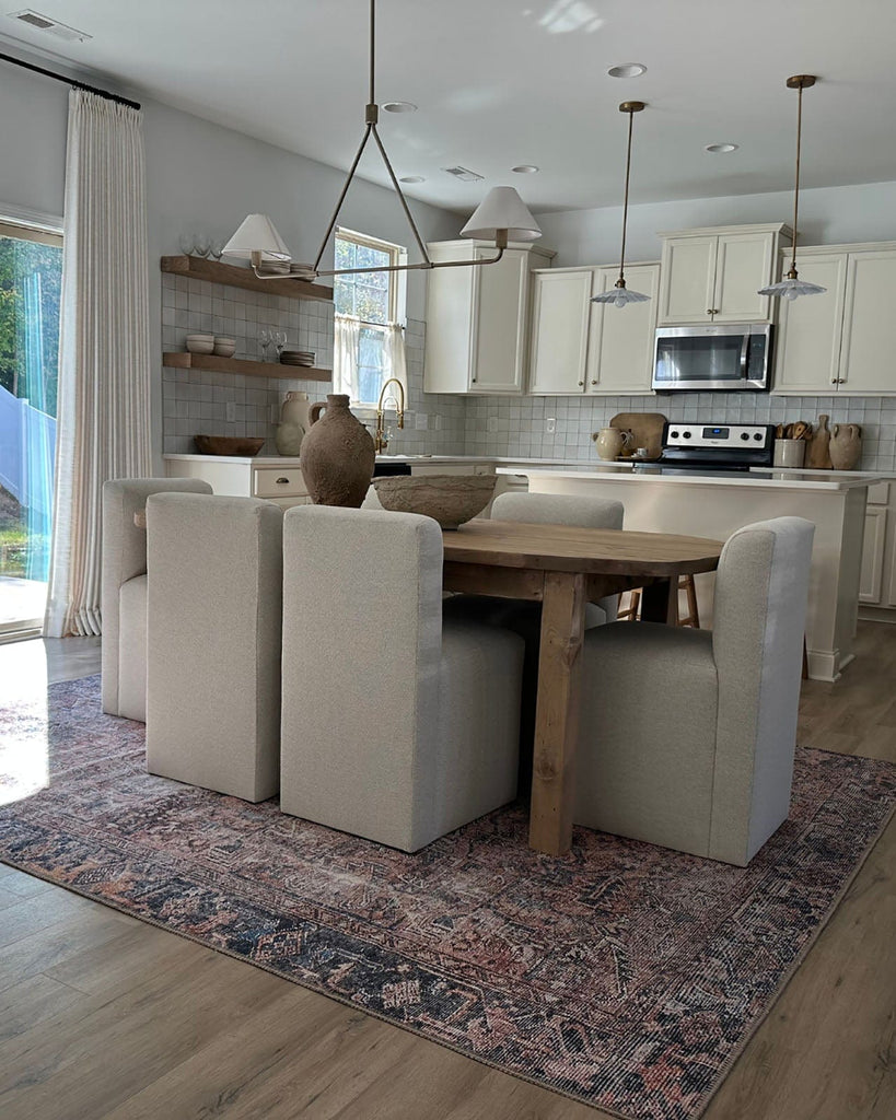 Anyel Brown and Blue Traditional Distressed Washable Rug*NO RETURNS UNLESS FAULTY