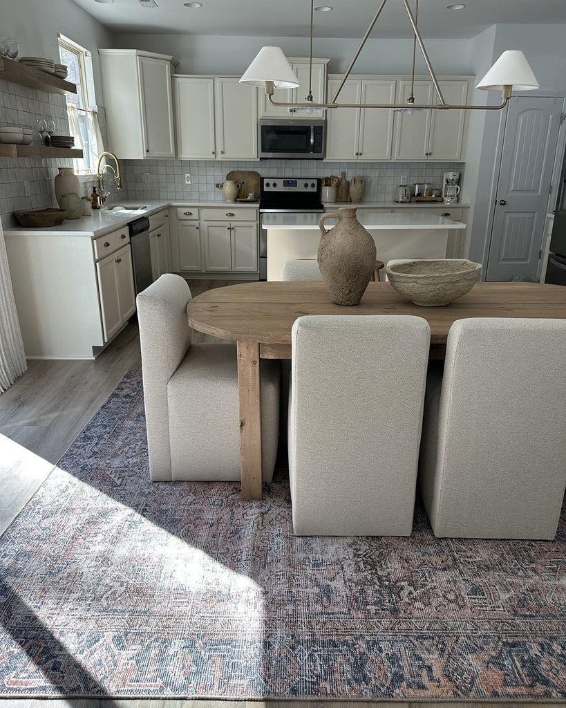 Anyel Brown and Blue Traditional Distressed Washable Rug*NO RETURNS UNLESS FAULTY