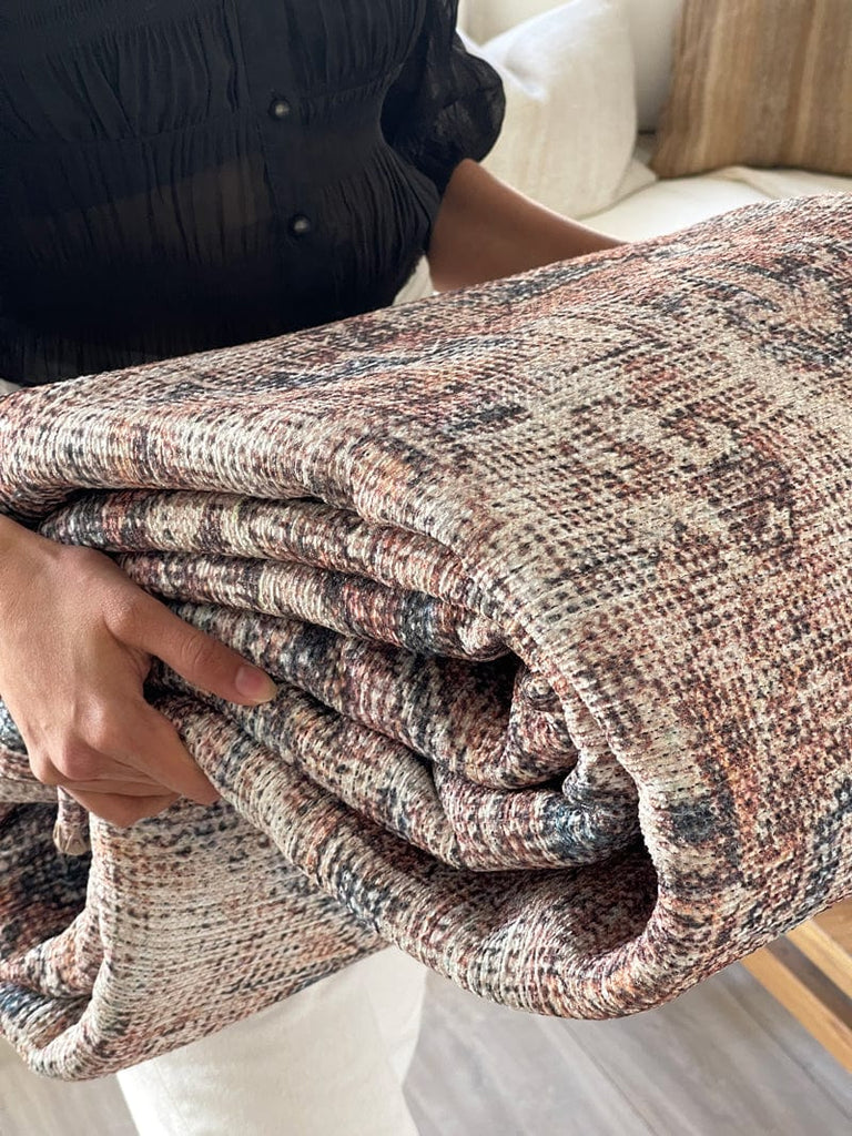 Anyel Brown and Blue Traditional Distressed Washable Rug*NO RETURNS UNLESS FAULTY