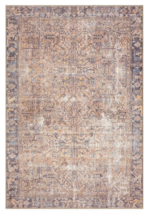 Anyel Brown and Blue Traditional Distressed Washable Rug*NO RETURNS UNLESS FAULTY