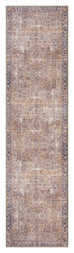 Anyel Brown and Blue Traditional Distressed Washable Runner Rug
