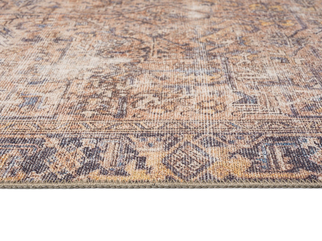 Anyel Brown and Blue Traditional Distressed Washable Rug*NO RETURNS UNLESS FAULTY