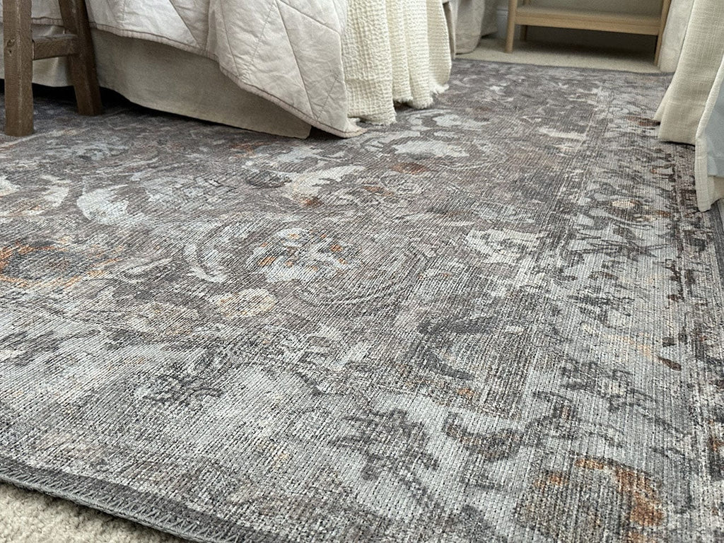 Ava Grey and Gold Traditional Distressed Washable Rug*NO RETURNS UNLESS FAULTY