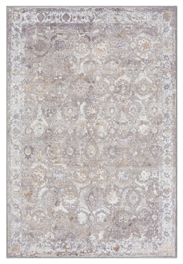 Ava Grey and Gold Traditional Distressed Washable Rug*NO RETURNS UNLESS FAULTY