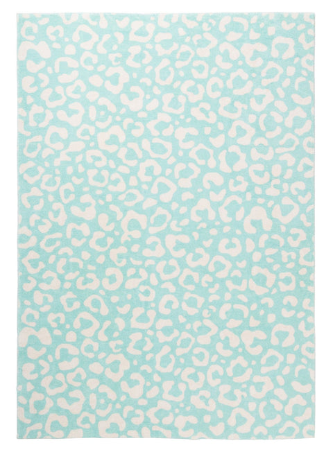 Esmeralda Pink and Mint Green Leopard Print Washable Rug*NO RETURNS UNLESS FAULTY