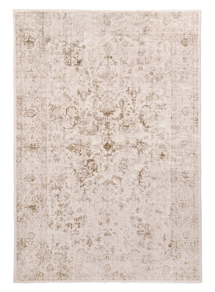 Mabay Beige Floral Medallion Washable Rug