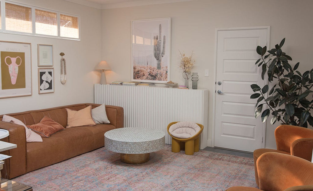 Narem Pink Orange and Blue Traditional Distressed Washable Rug