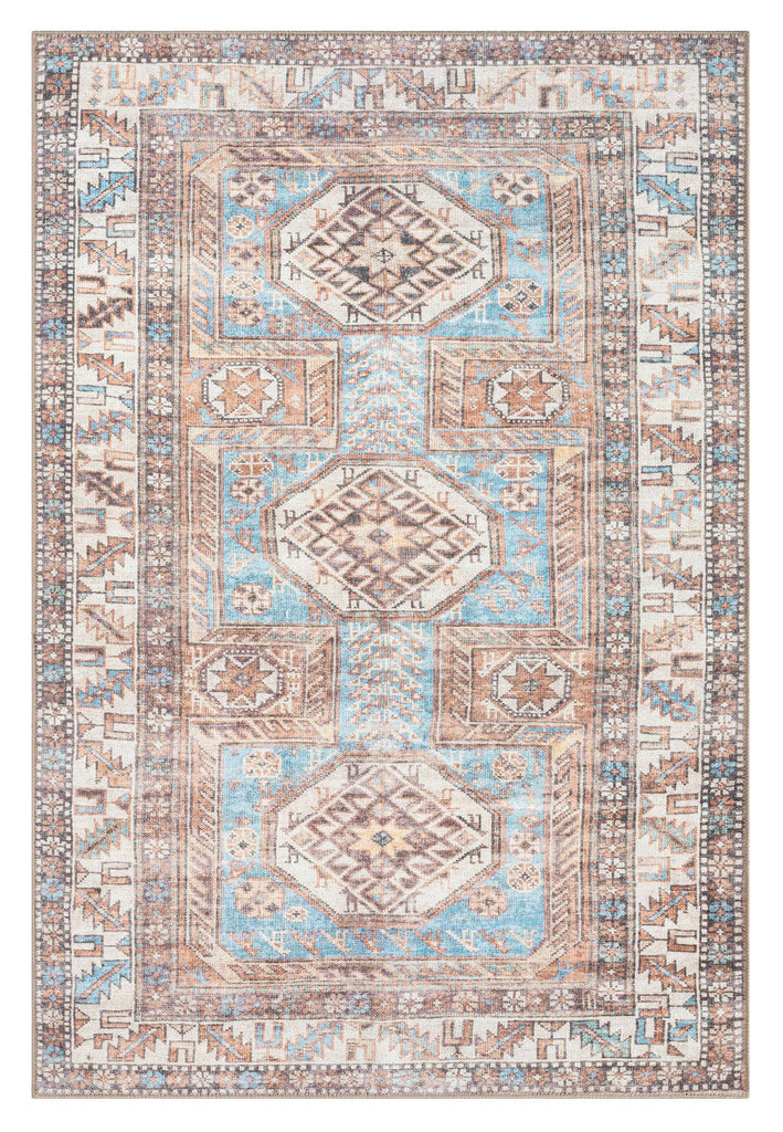 Nazri Orange and Blue Traditional Distressed Washable Rug*NO RETURNS UNLESS FAULTY