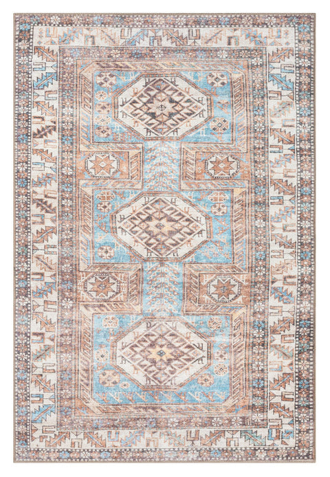 Nazri Orange and Blue Traditional Distressed Washable Rug*NO RETURNS UNLESS FAULTY