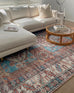 Nazri Orange and Blue Traditional Distressed Washable Rug*NO RETURNS UNLESS FAULTY