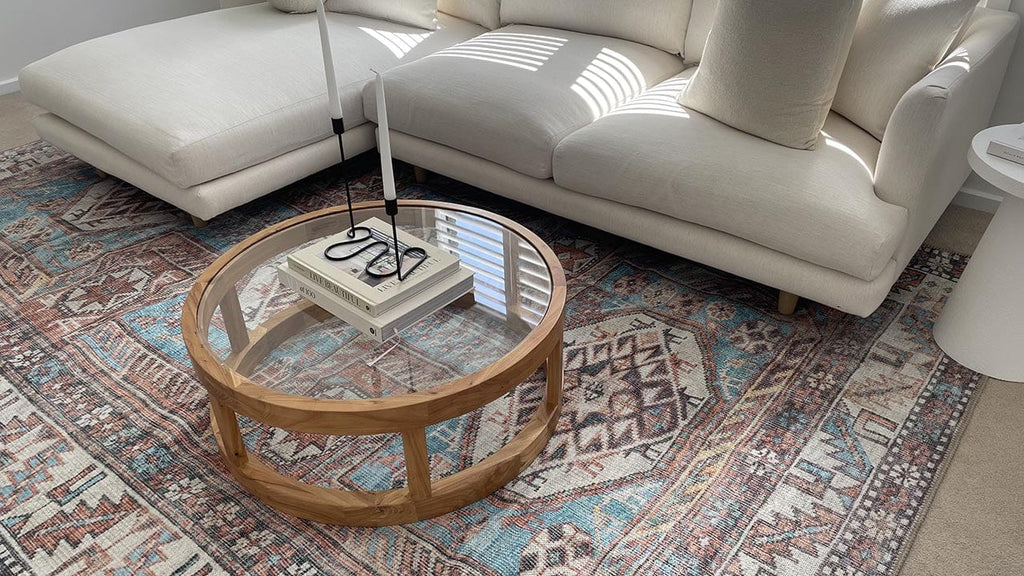 Nazri Orange and Blue Traditional Distressed Washable Rug*NO RETURNS UNLESS FAULTY