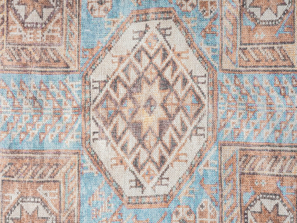Nazri Orange and Blue Traditional Distressed Washable Rug*NO RETURNS UNLESS FAULTY
