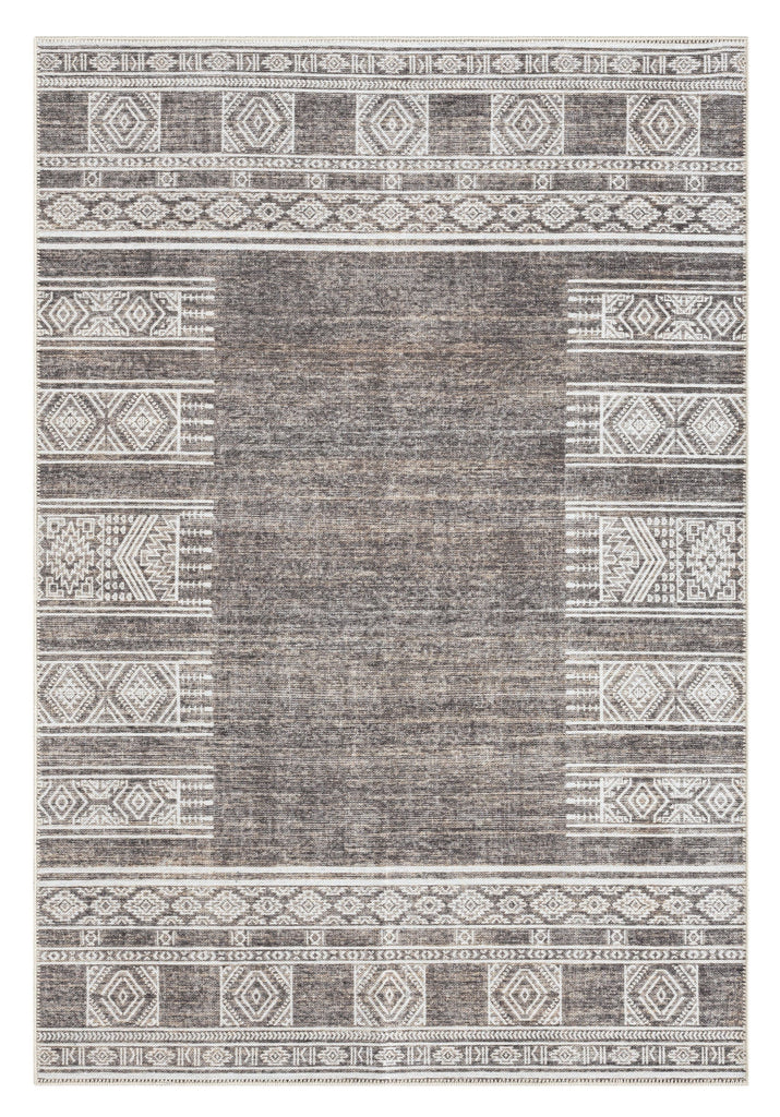 Raia Charcoal and Grey Tribal Distressed Washable Rug*NO RETURNS UNLESS FAULTY