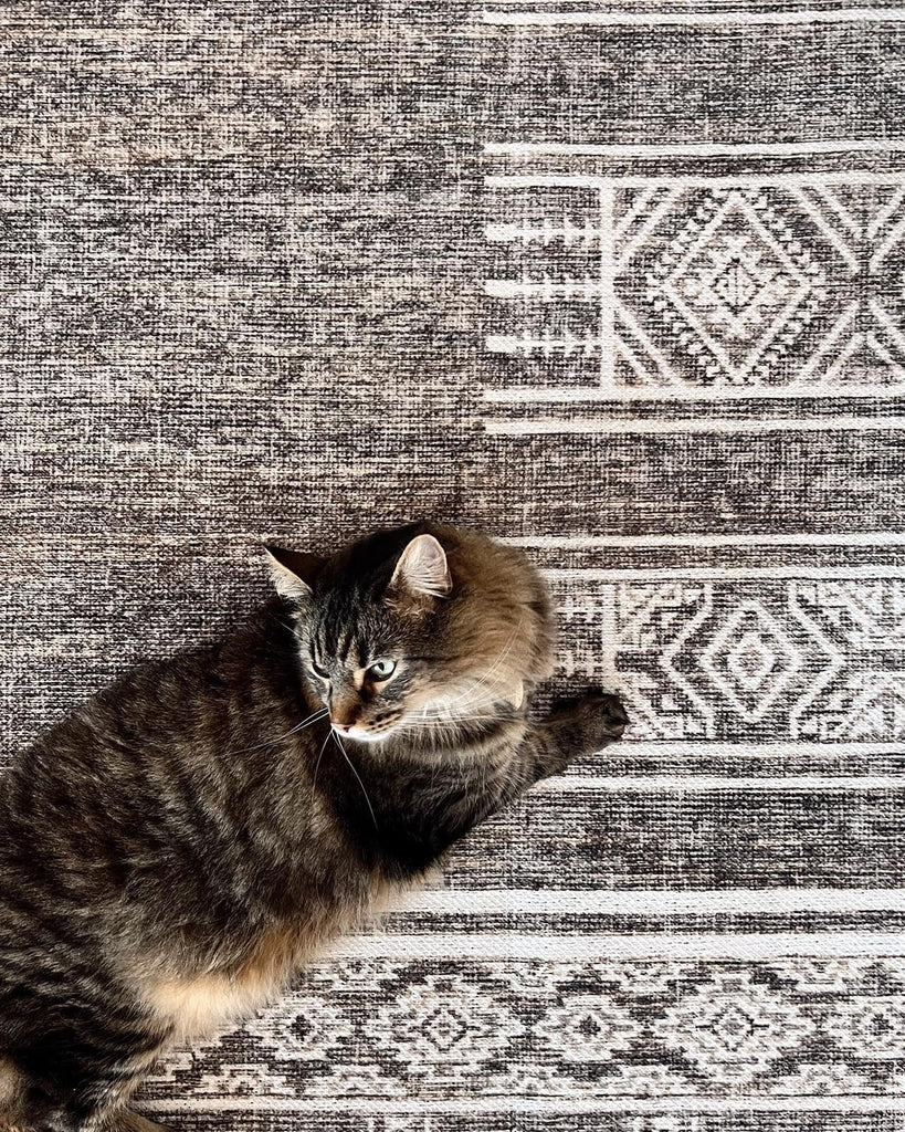 Raia Charcoal and Grey Tribal Distressed Washable Rug*NO RETURNS UNLESS FAULTY