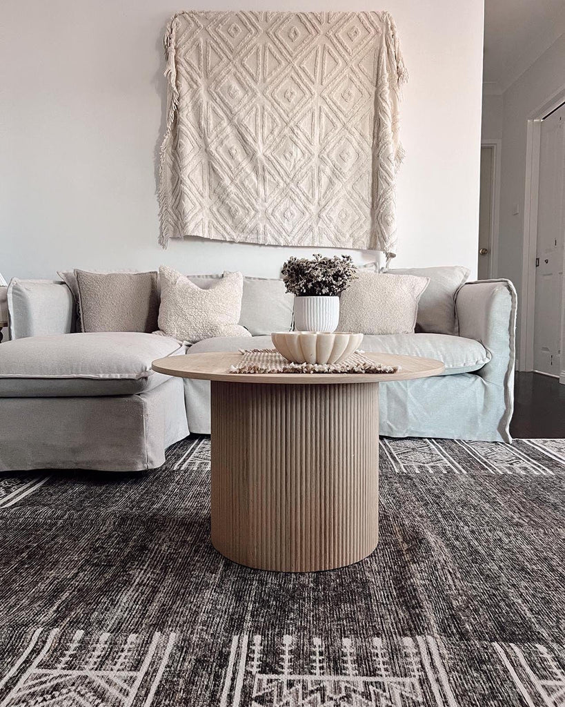 Raia Charcoal and Grey Tribal Distressed Washable Rug*NO RETURNS UNLESS FAULTY