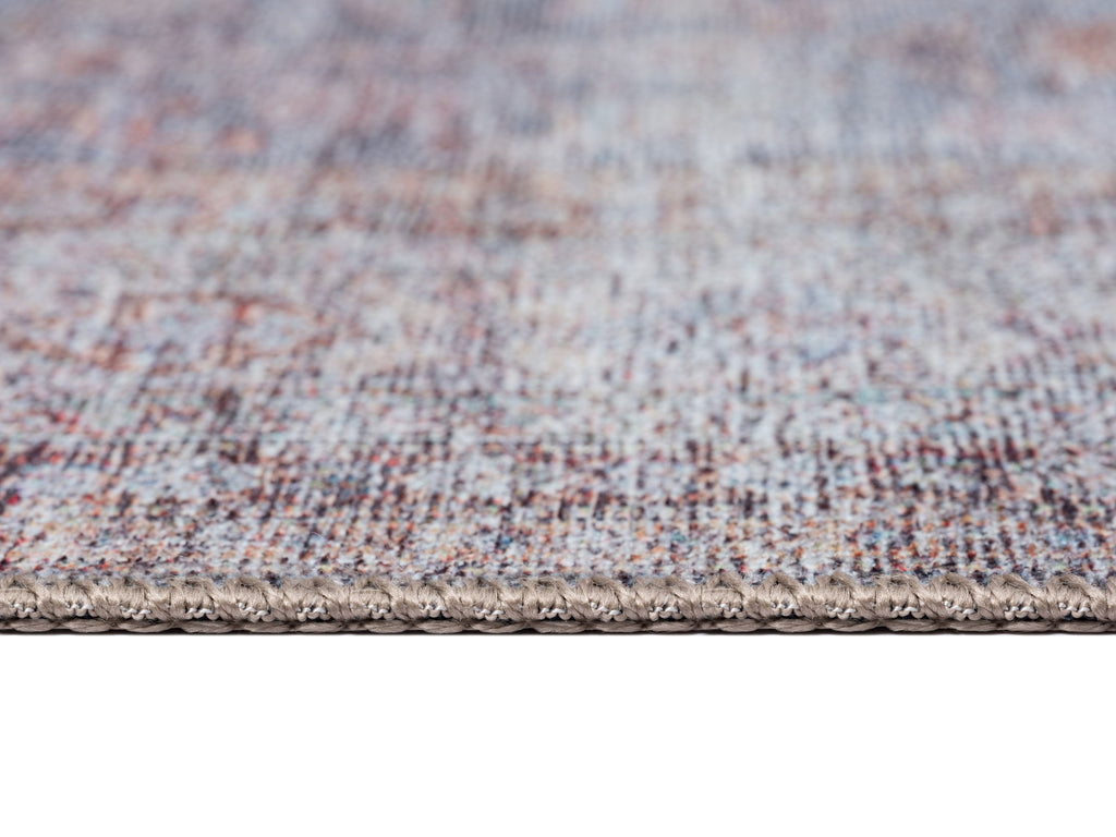 Sorra Blue and Brown Traditional Distressed Washable Runner Rug