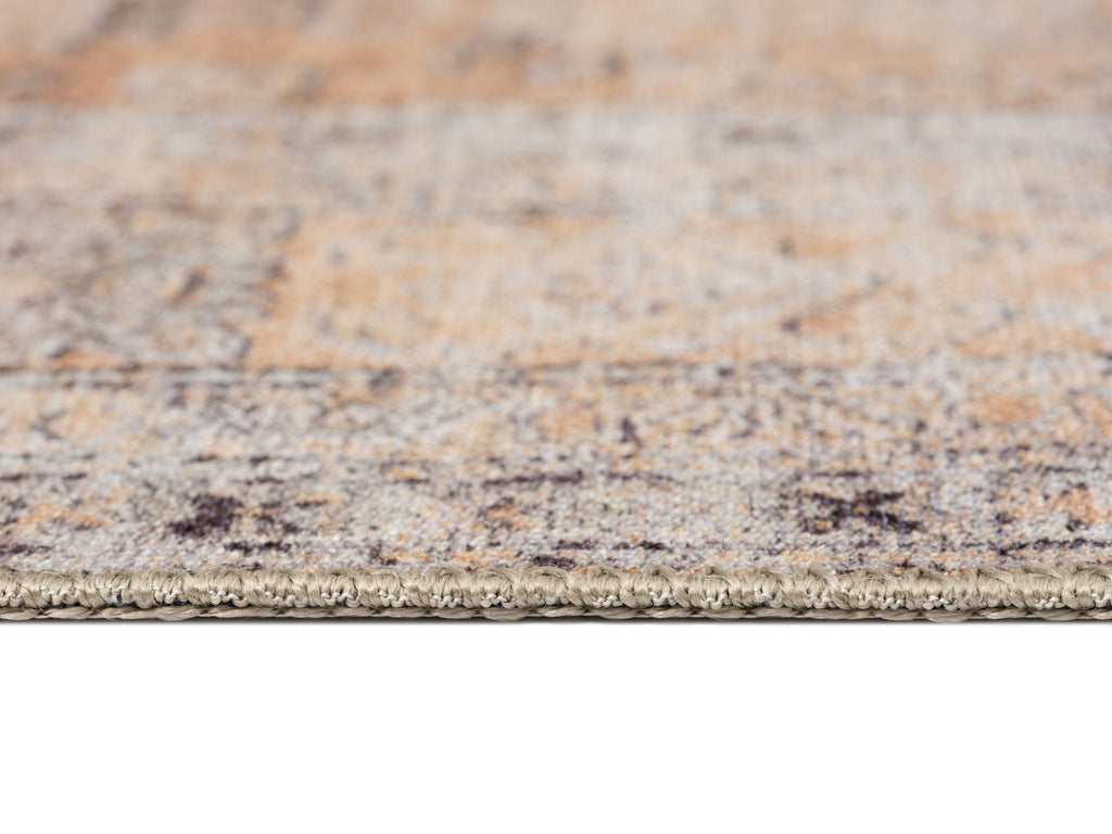 Sydelle Brown and Grey Traditional Distressed Washable Runner Rug
