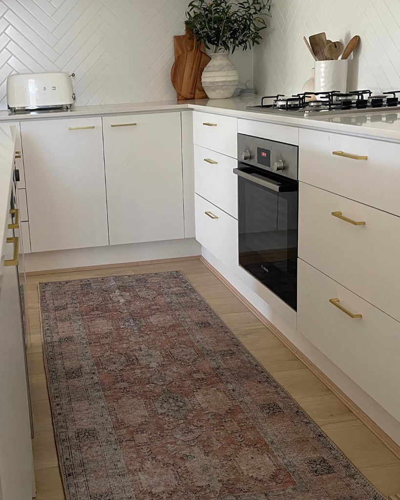 Sydelle Brown and Grey Traditional Distressed Washable Runner Rug