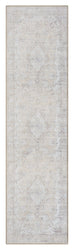 Tinka Beige and Grey Traditional Distressed Washable Runner Rug