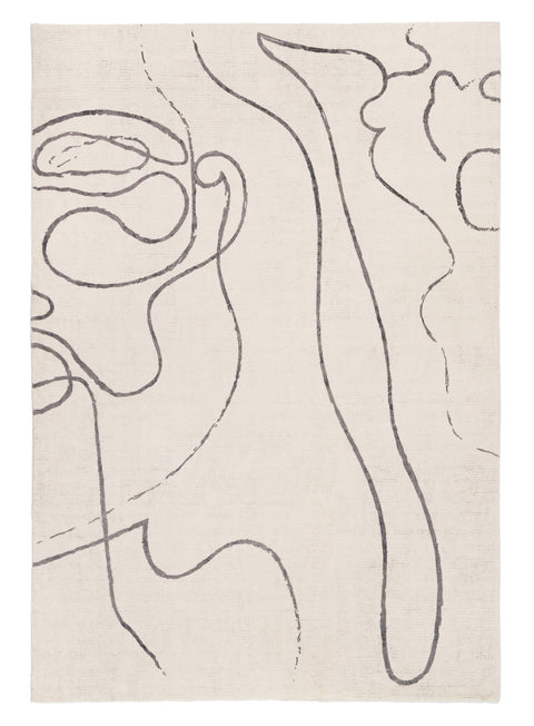 Turey Beige and Grey Abstract Washable Rug