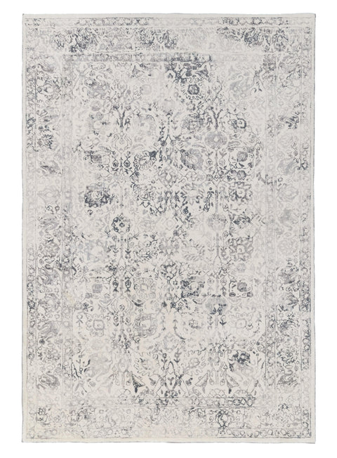 Yeni Grey and Beige Floral Washable Rug