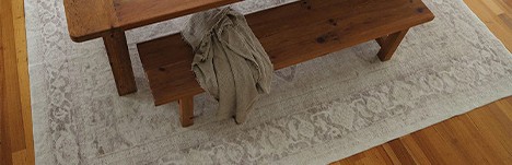 Dining room with elegant rugs