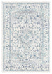 Noor Blue and Ivory Traditional Distressed Rug