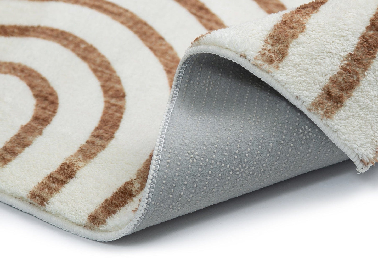 Abel Brown and Cream Geometric Washable Rug