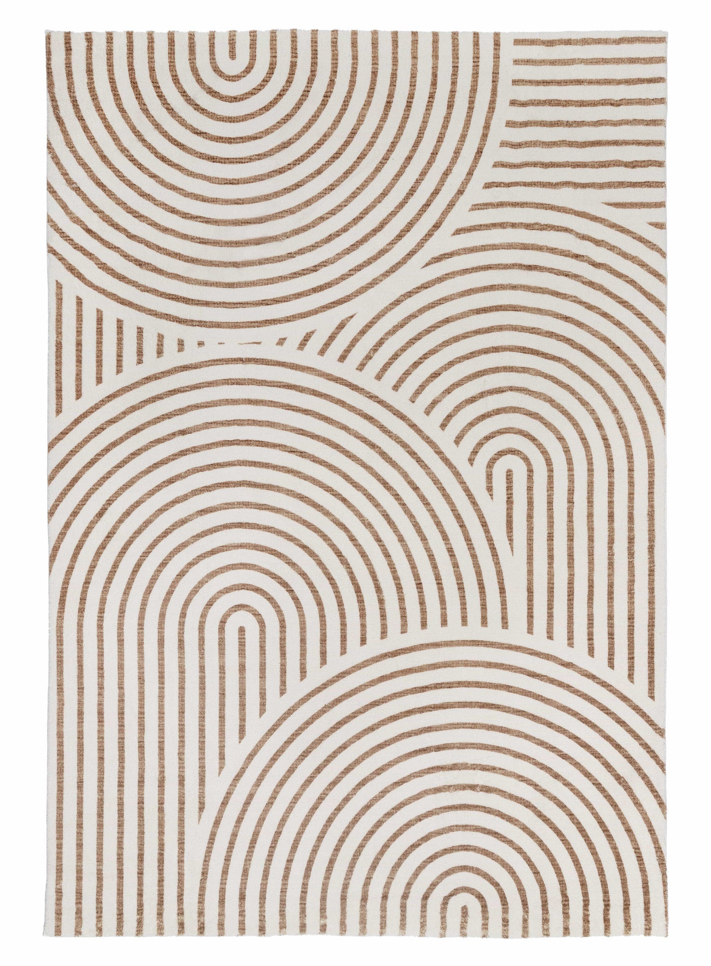 Abel Brown and Cream Geometric Washable Rug