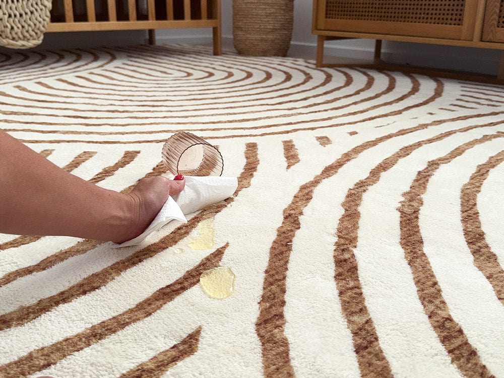 Abel Brown and Cream Geometric Washable Rug