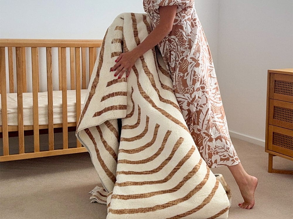 Abel Brown and Cream Geometric Washable Rug