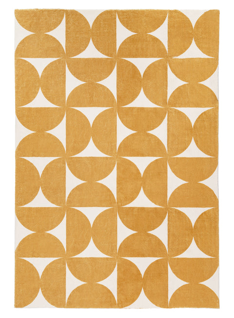 Almere Gold and Ivory Geometric Washable Rug