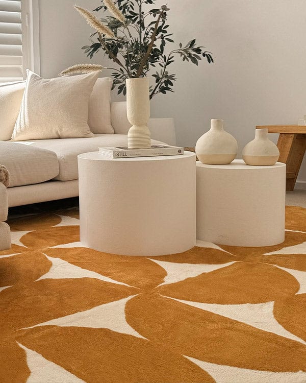 Almere Gold and Ivory Geometric Washable Rug