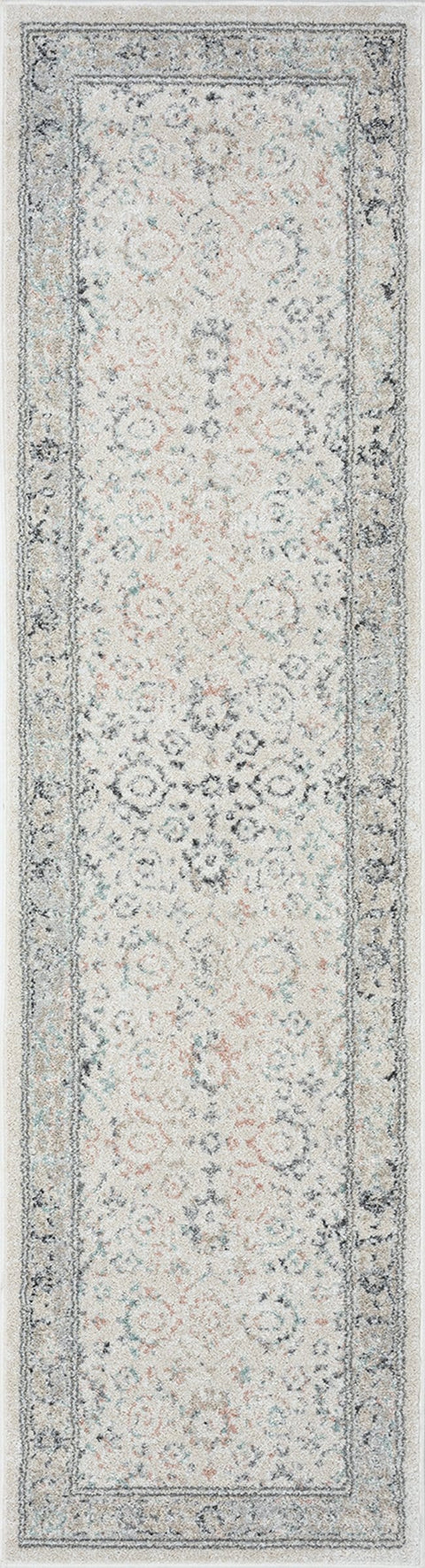Anine Cream And Grey Multi-Color Traditional Floral Runner Rug