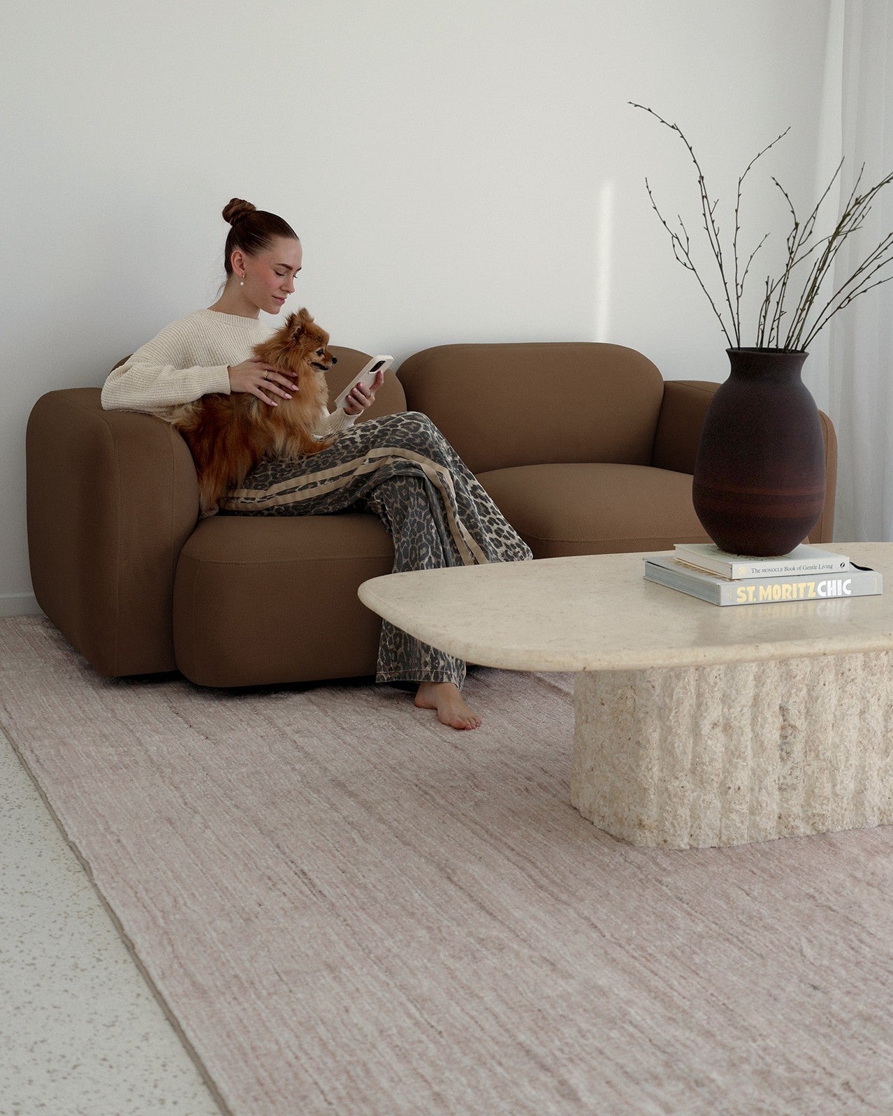 Anjo Beige Distressed Washable Rug
