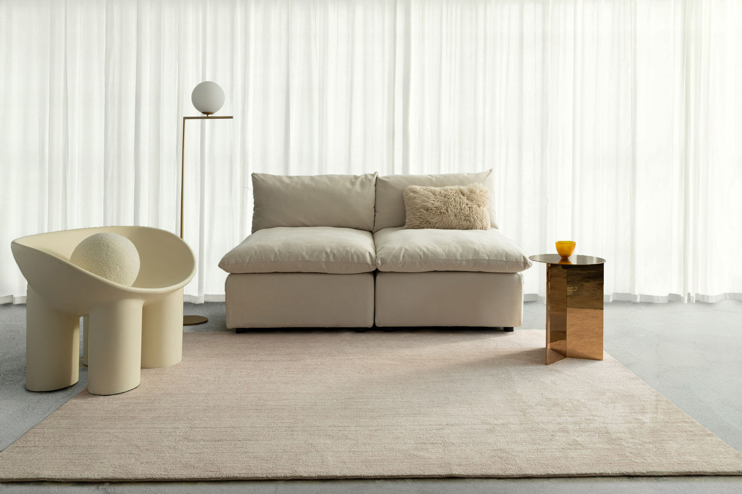 Anjo Beige Distressed Washable Rug