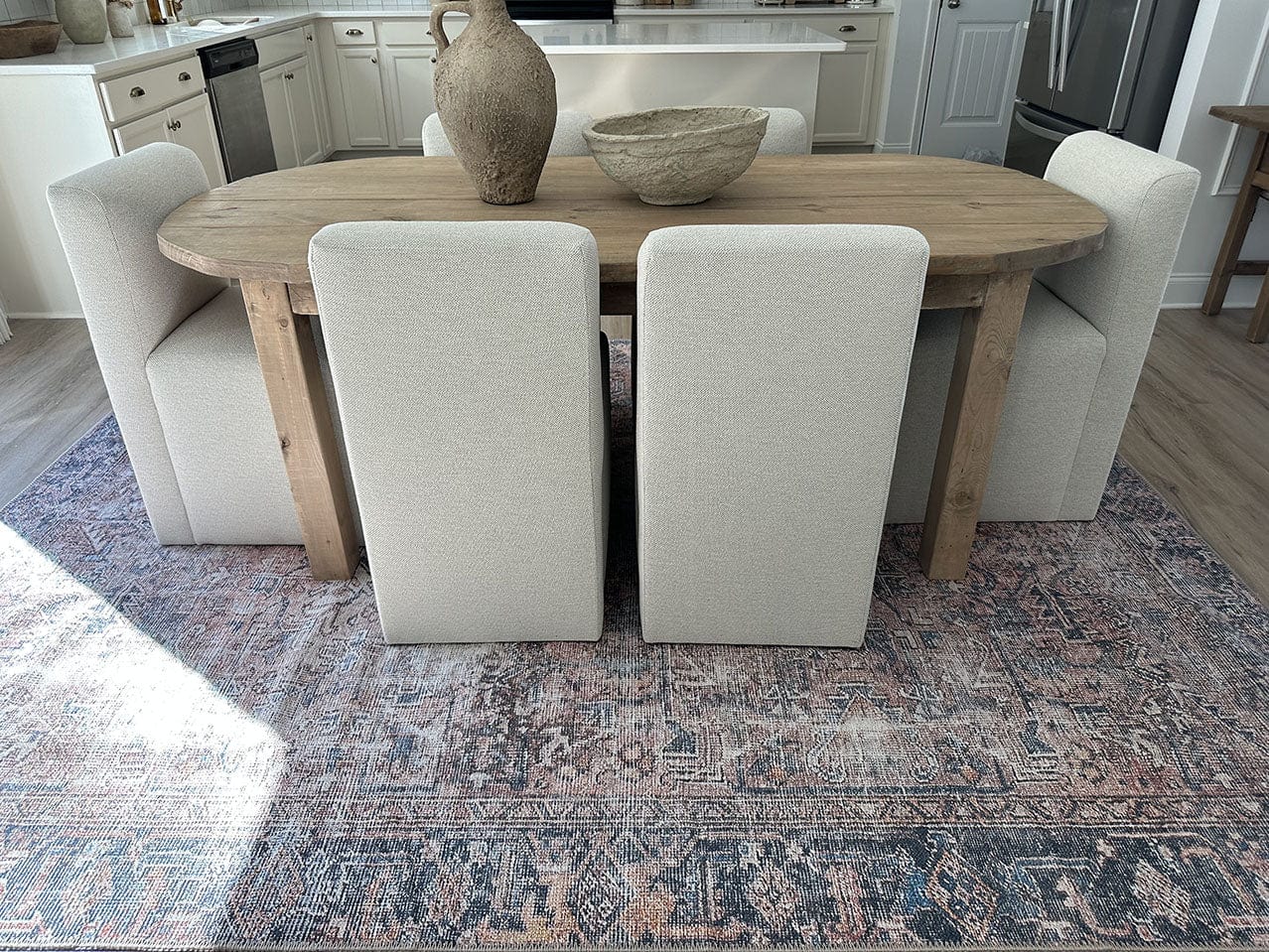 Anyel Brown and Blue Traditional Distressed Washable Rug*NO RETURNS UNLESS FAULTY