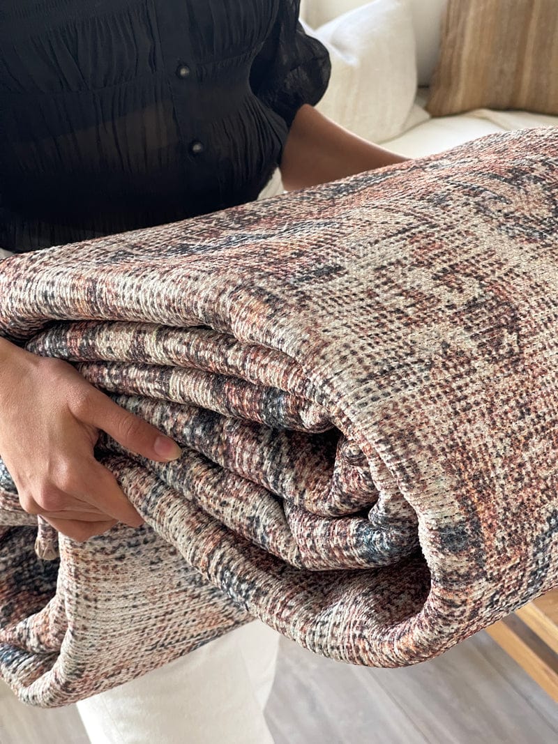 Anyel Brown and Blue Traditional Distressed Washable Rug*NO RETURNS UNLESS FAULTY