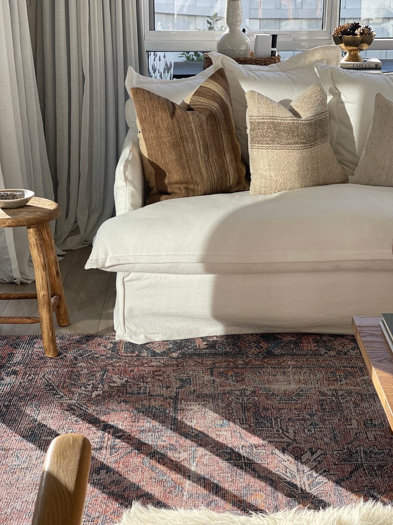 Anyel Brown and Blue Traditional Distressed Washable Rug*NO RETURNS UNLESS FAULTY