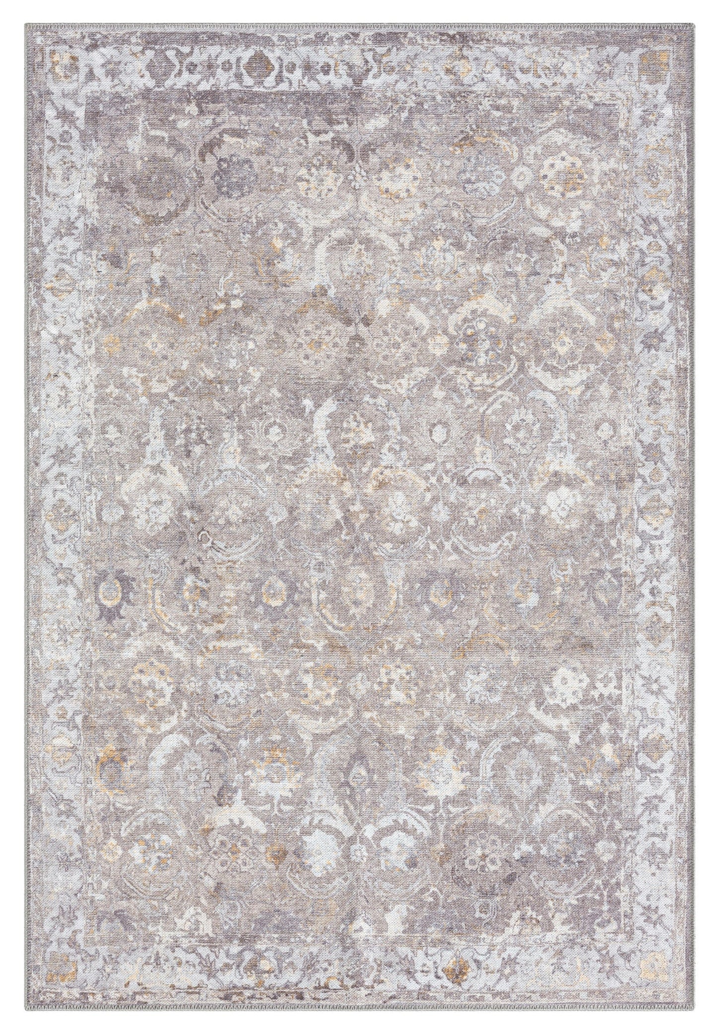 Ava Grey and Gold Traditional Distressed Washable Rug*NO RETURNS UNLESS FAULTY