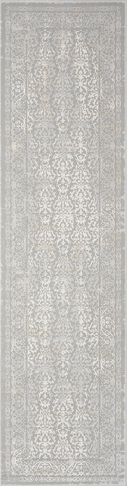 Aylin Cream Ivory And Grey Traditional Floral Runner Rug