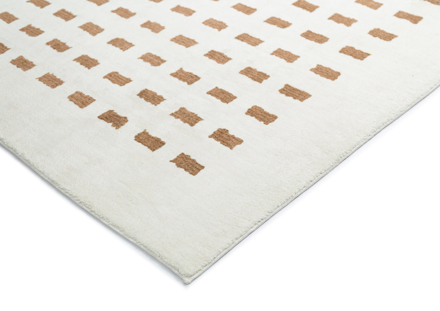 Balan Cream and Brown Rectangles Washable Rug