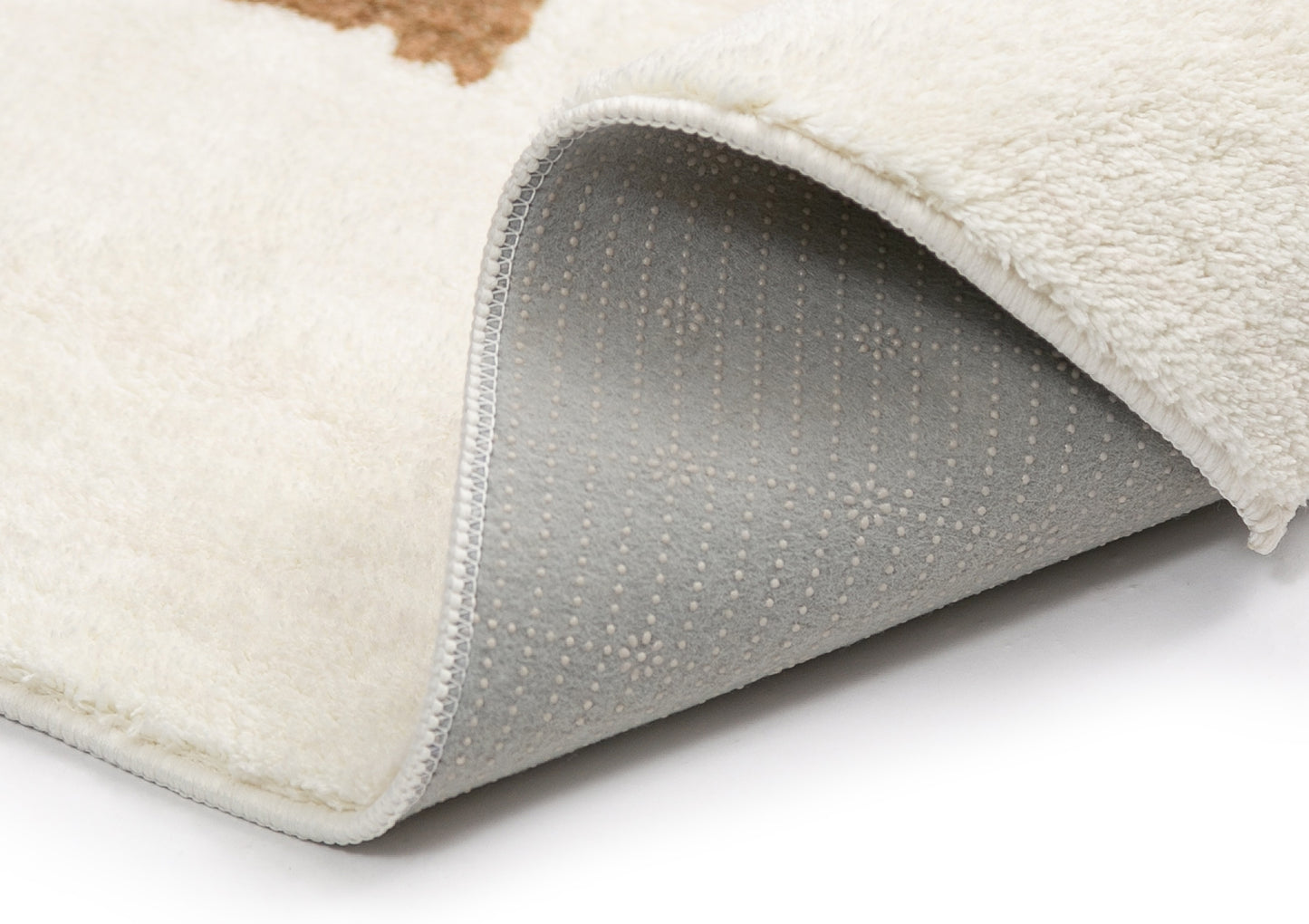 Balan Cream and Brown Rectangles Washable Rug