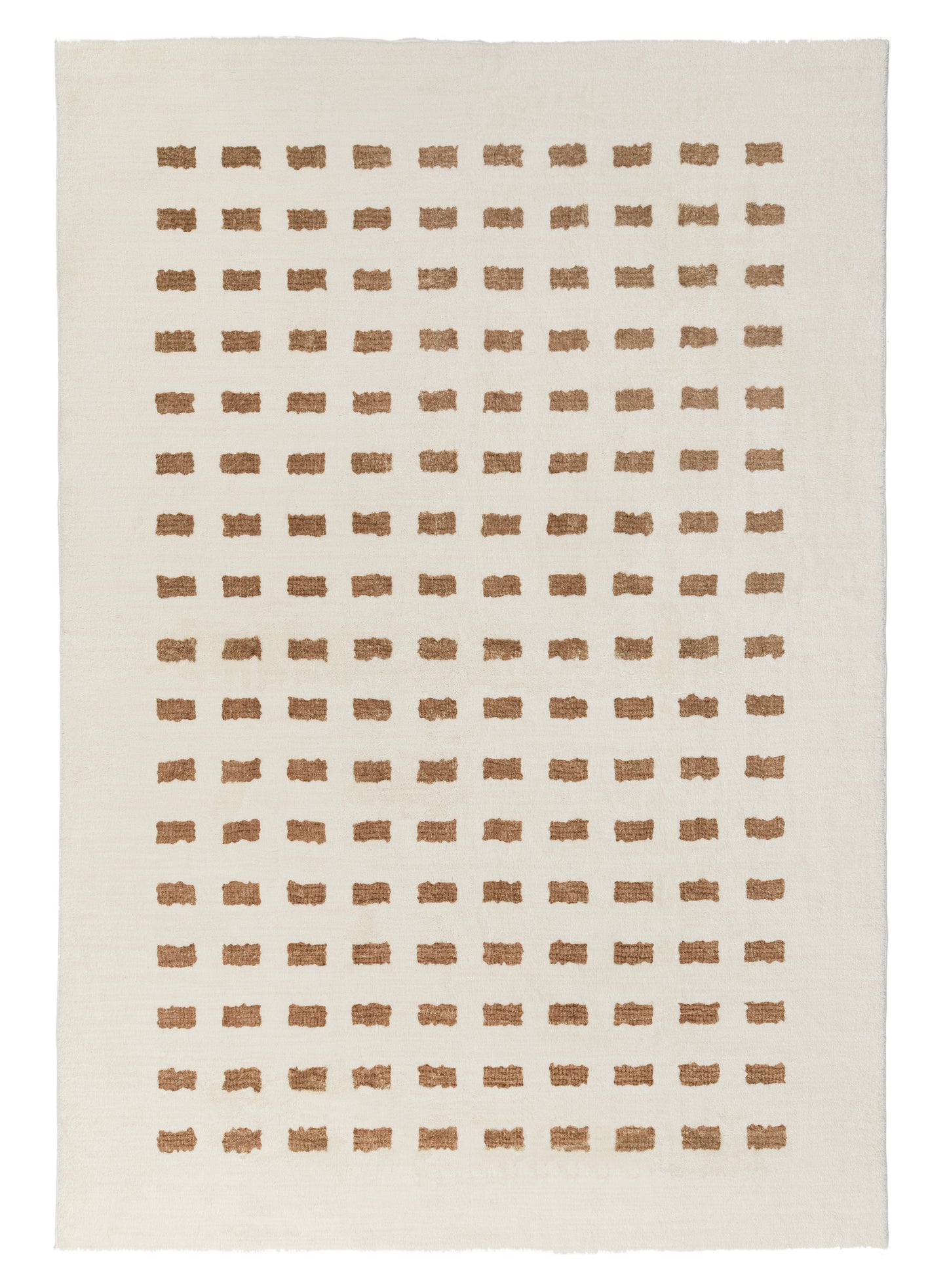 Balan Cream and Brown Rectangles Washable Rug