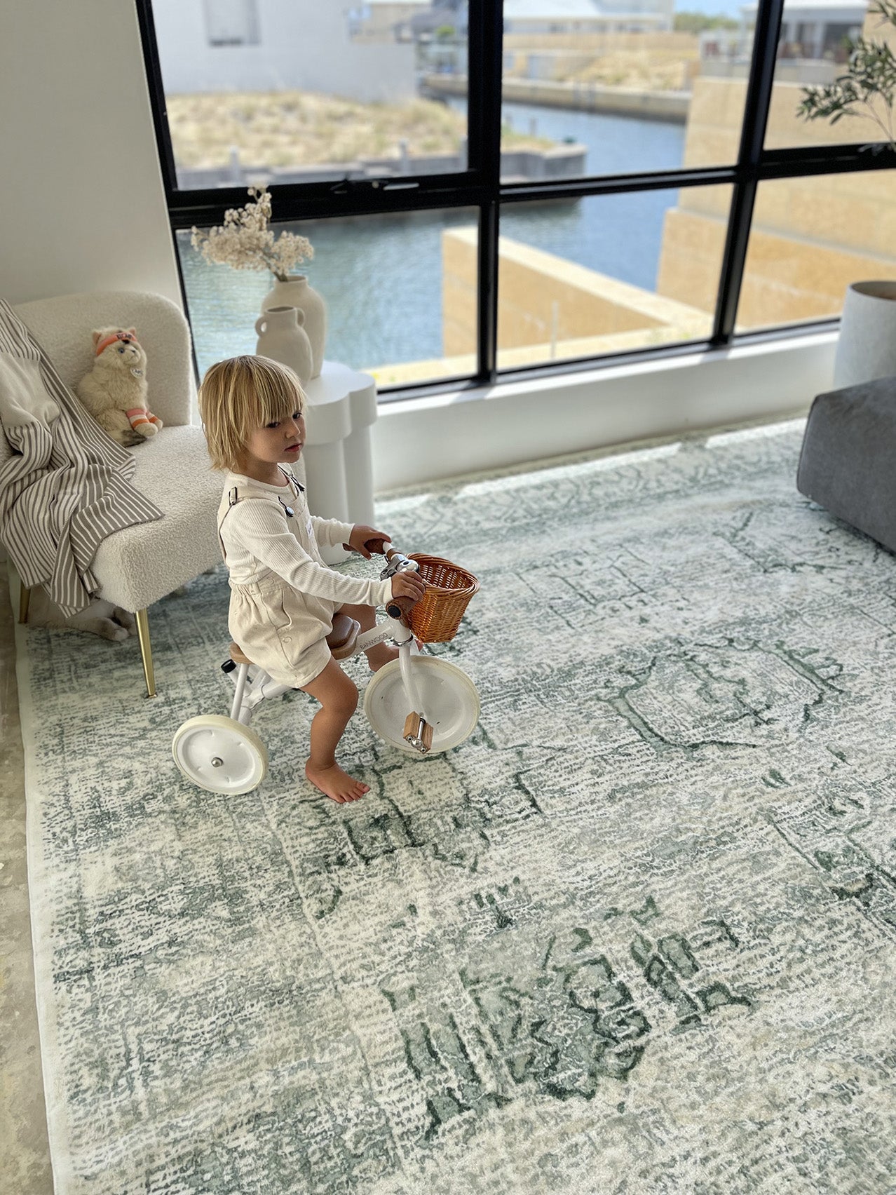Balis Green Tribal Washable Rug