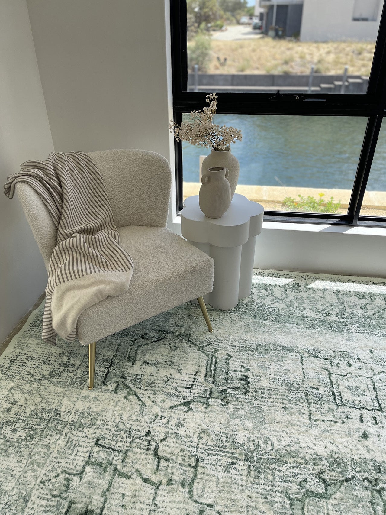 Balis Green Tribal Washable Rug