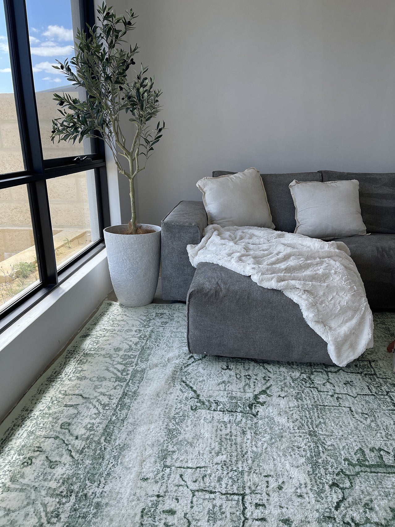 Balis Green Tribal Washable Rug