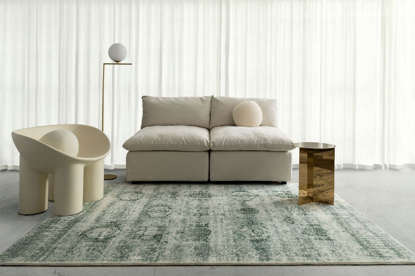Balis Green Tribal Washable Rug